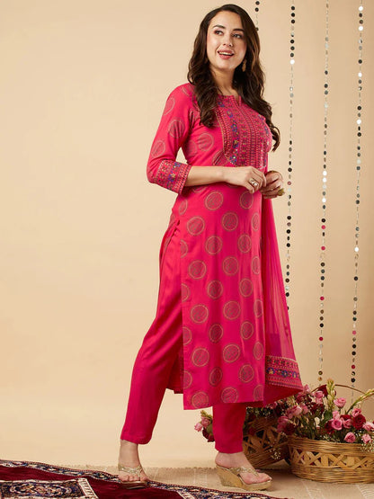 Rayon kurti with dupatta and pant set